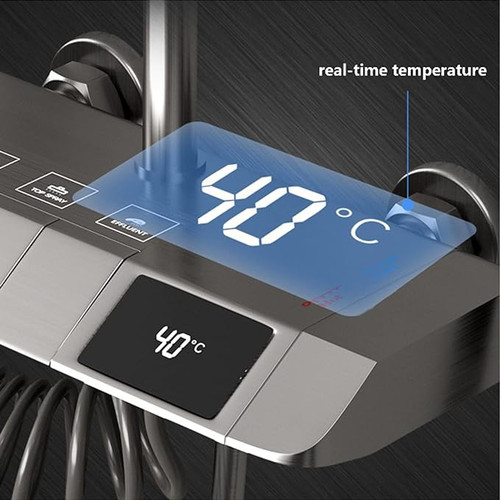 دوش حمام پیانویی هوشمند با نمایشگر دیجیتال دما و زمان، طراحی مدرن و لوکس