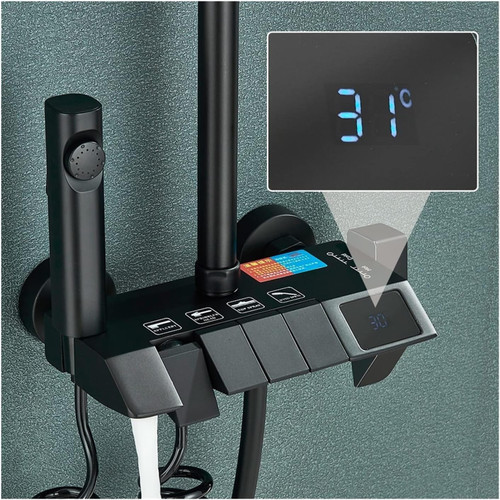 نمایی از عملکرد نمایشگر دیجیتال دمای آب در دوش حمام Hyshin-8099